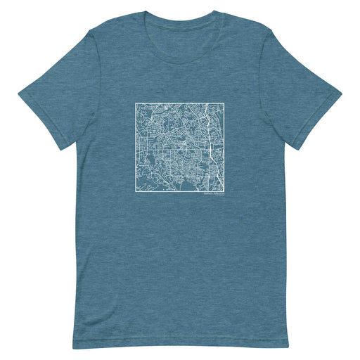 Ballwin Missouri  Map Unisex T-Shirt with City inscription in Heather Teal