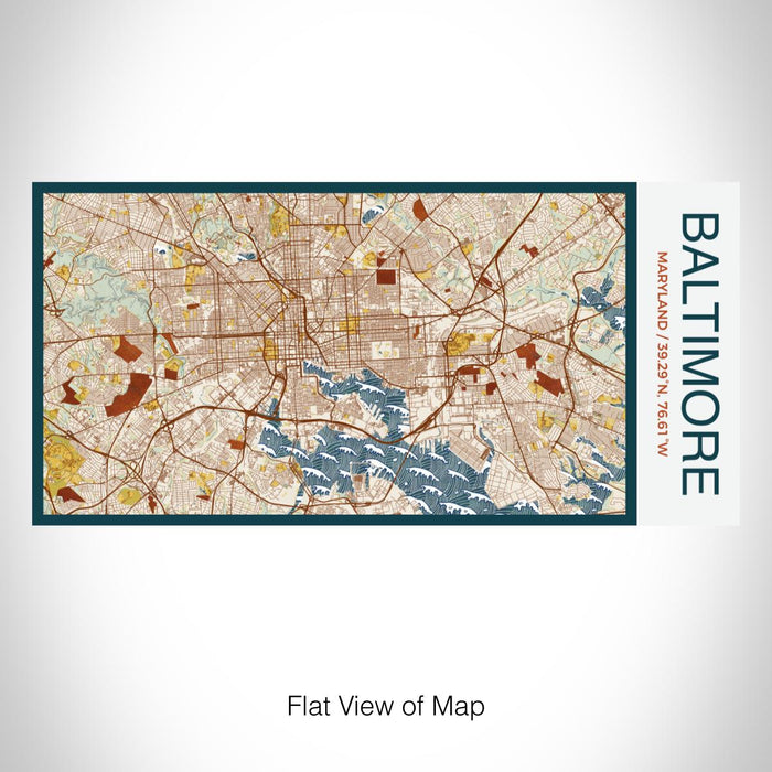 Rendered View of Baltimore Maryland Map on 17oz Stainless Steel Insulated Bottle with printed woodblock style map