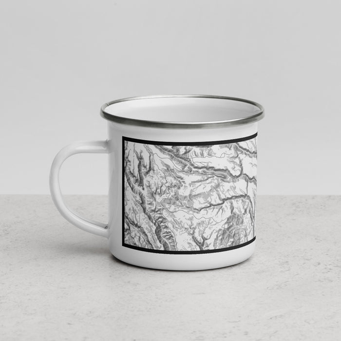 Left View Custom Bandelier National Monument Map Enamel Mug in Classic