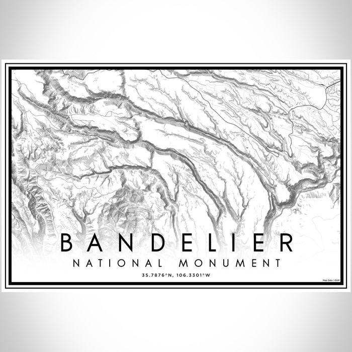 Bandelier National Monument Map Print Landscape Orientation in Classic Style With Shaded Background