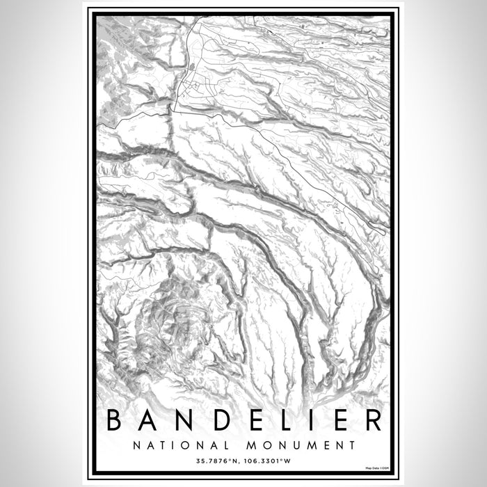 Bandelier National Monument Map Print Portrait Orientation in Classic Style With Shaded Background