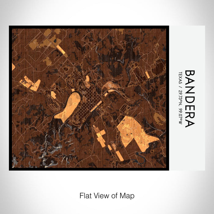 Rendered View of Bandera Texas Map on 20oz Stainless Steel Insulated Bottle with Bamboo Top with printed ember style map