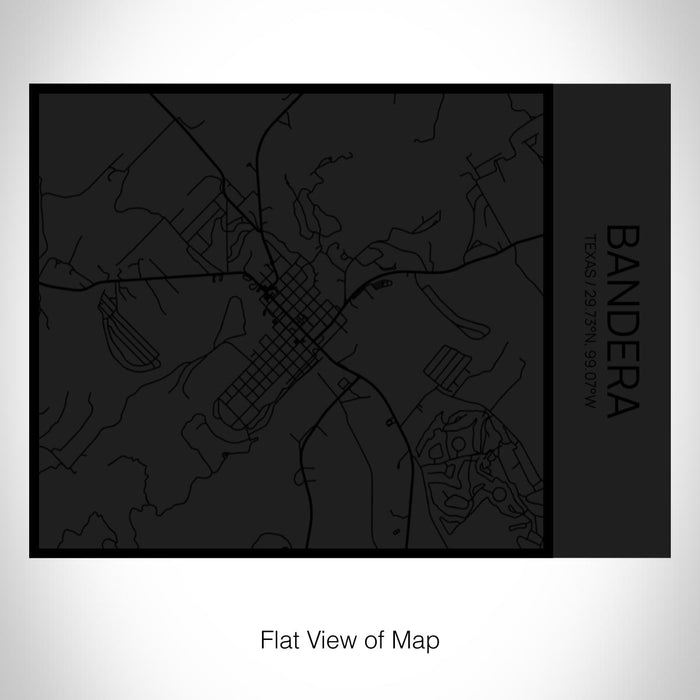 Rendered View of Bandera Texas Map on 20oz Stainless Steel Insulated Bottle with Bamboo Top in Matte Black with printed Tactile Lines Map in Black