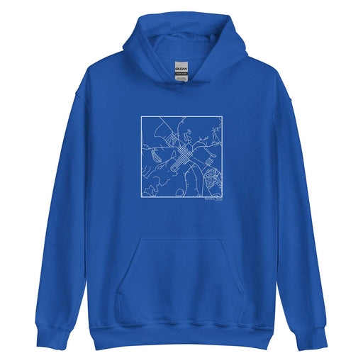 Bandera Texas  Map Unisex Hoodie Sweater with City inscription in Royal Blue