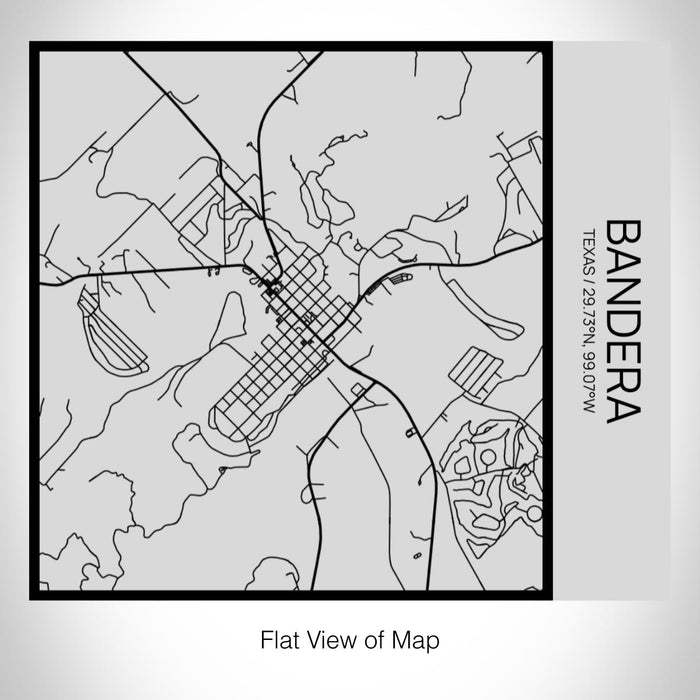 Rendered View of Bandera Texas Map on 17oz Stainless Steel Insulated Tumbler in Tactile Lines with Succulent in Background