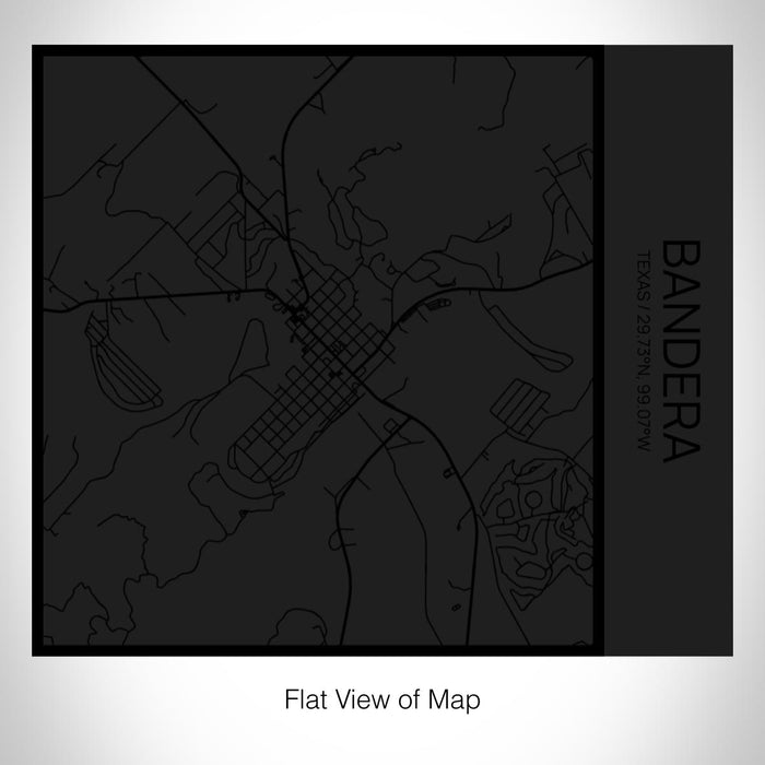 Rendered View of Bandera Texas Map on 17oz Stainless Steel Insulated Tumbler in Matte Black with Tactile Lines