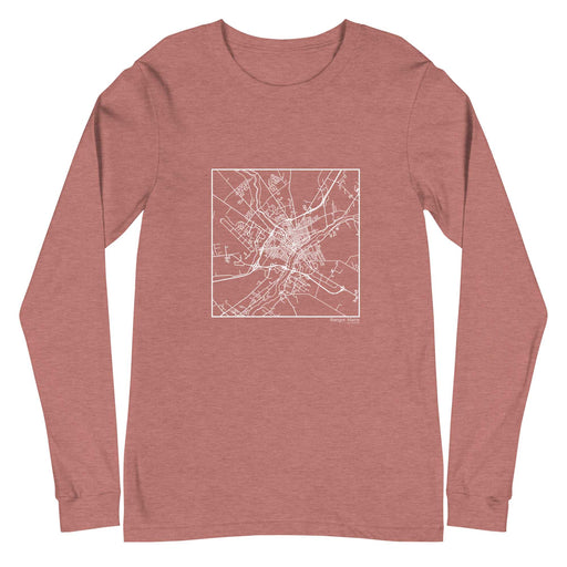 Bangor Maine  Map Unisex Long-Sleeve T-shirt with City inscription in Heather Mauve