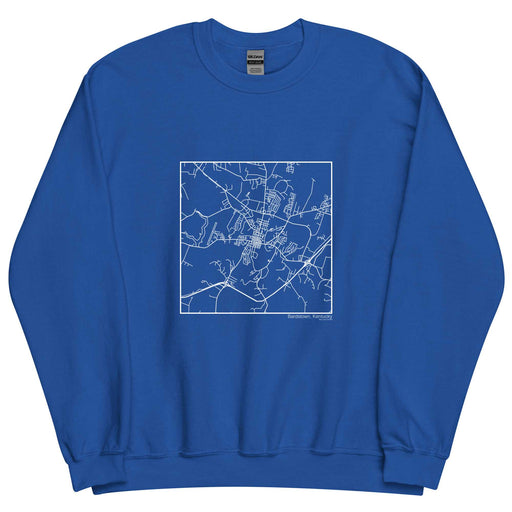 Bardstown Kentucky Map Unisex Crewneck Sweater with City inscription in Royal Blue