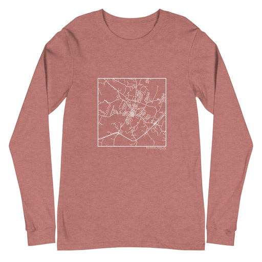 Bardstown Kentucky Map Unisex Long-Sleeve T-shirt with City inscription in Heather Mauve