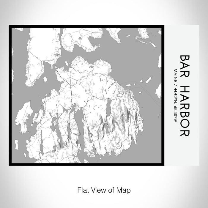 Rendered View of Bar Harbor Maine Map on 20oz Stainless Steel Insulated Bottle with Bamboo Top with printed classic style map