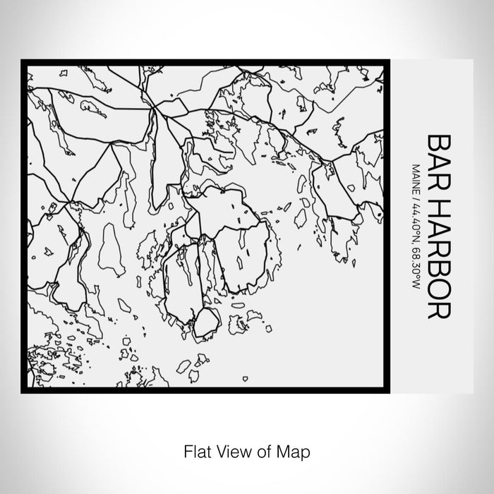 Rendered View of Bar Harbor Maine Map on 20oz Stainless Steel Insulated Bottle with Bamboo Top in Matte White with printed Tactile Lines Map in Black