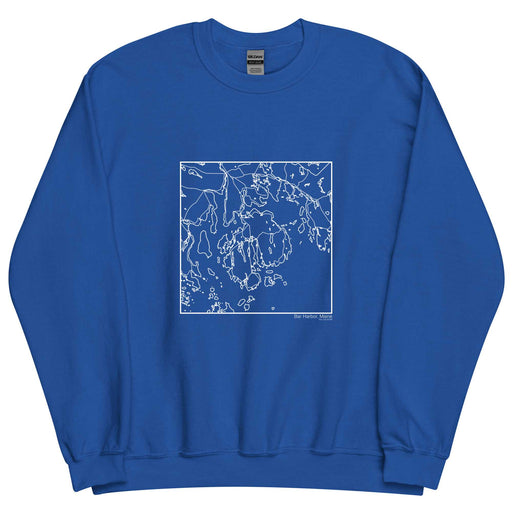 Bar Harbor Maine  Map Unisex Crewneck Sweater with City inscription in Royal Blue