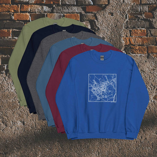 Bath England  Map Unisex Crewneck Sweaters in Multiple Colors