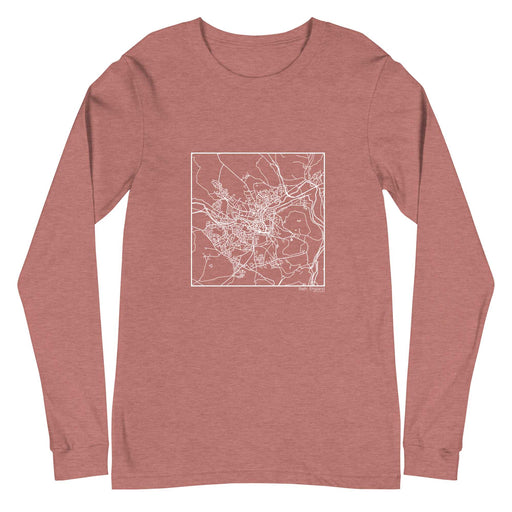 Bath England  Map Unisex Long-Sleeve T-shirt with City inscription in Heather Mauve