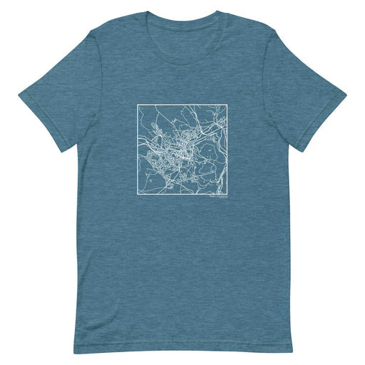 Bath England  Map Unisex T-Shirt with City inscription in Heather Teal