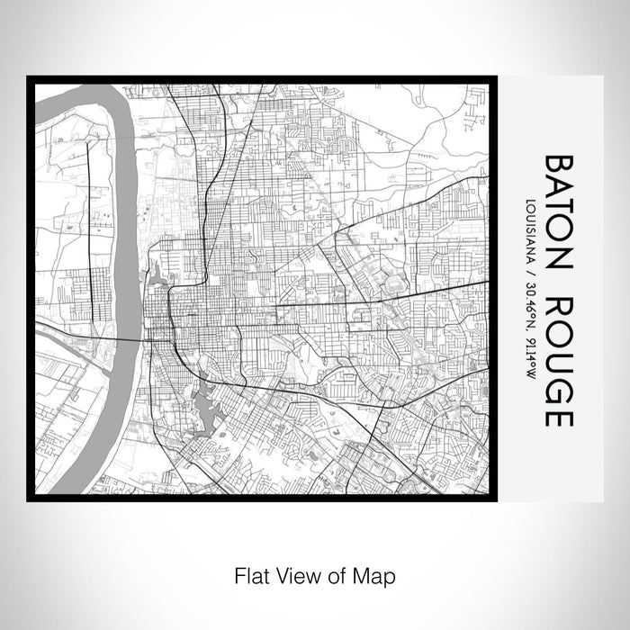 Rendered View of Baton Rouge Louisiana Map on 20oz Stainless Steel Insulated Bottle with Bamboo Top with printed classic style map