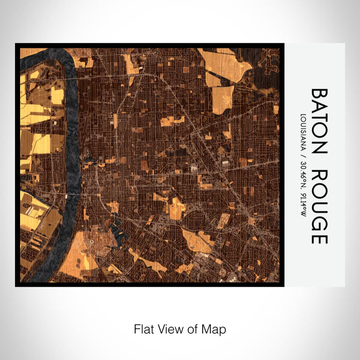 Rendered View of Baton Rouge Louisiana Map on 20oz Stainless Steel Insulated Bottle with Bamboo Top with printed ember style map