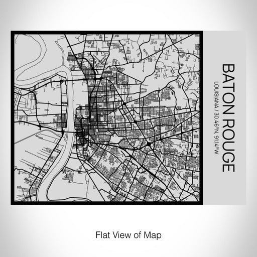 Rendered View of Baton Rouge Louisiana Map on 20oz Stainless Steel Insulated Bottle with Bamboo Top with printed Tactile Lines Map in Black