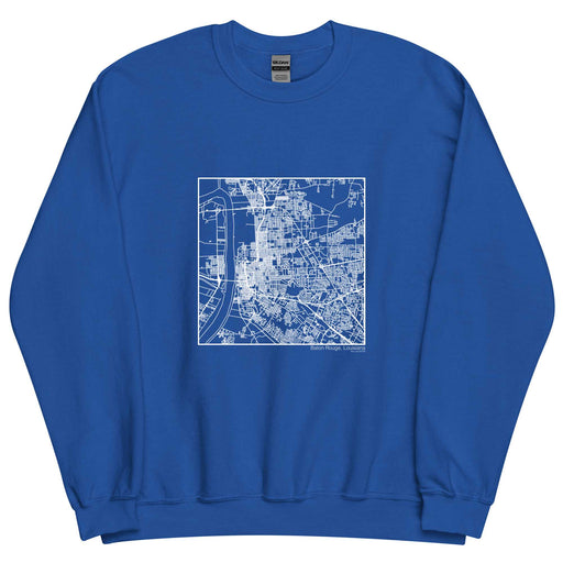 Baton Rouge Louisiana  Map Unisex Crewneck Sweater with City inscription in Royal Blue