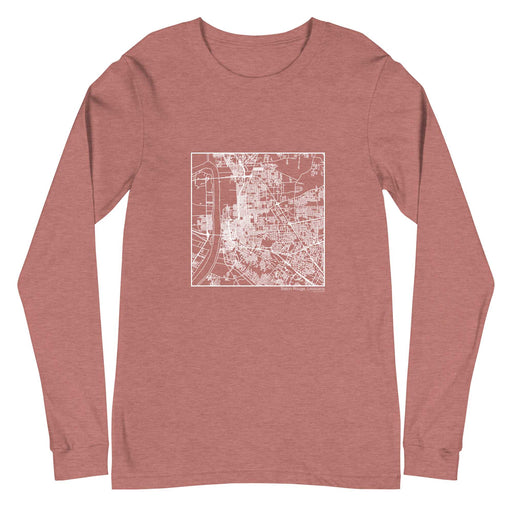 Baton Rouge Louisiana  Map Unisex Long-Sleeve T-shirt with City inscription in Heather Mauve