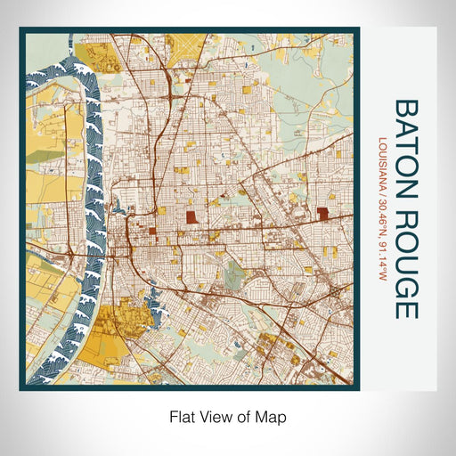 Rendered View of Baton Rouge Louisiana Map on 17oz Stainless Steel Insulated Tumbler in Woodblock Map Style