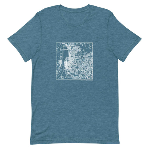 Baton Rouge Louisiana  Map Unisex T-Shirt with City inscription in Heather Teal