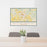 24x36 Battle Ground Washington Map Print Lanscape Orientation in Woodblock Style Behind 2 Chairs Table and Potted Plant