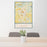 24x36 Battle Ground Washington Map Print Portrait Orientation in Woodblock Style Behind 2 Chairs Table and Potted Plant