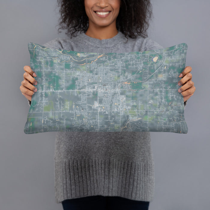 Person holding 20x12 Custom Battle Ground Washington Map Throw Pillow in Afternoon