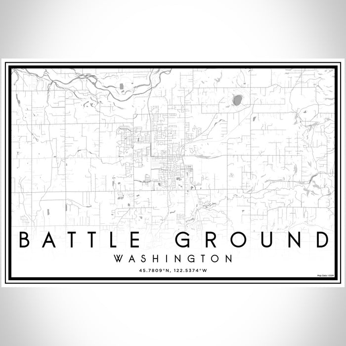 Battle Ground Washington Map Print Landscape Orientation in Classic Style With Shaded Background