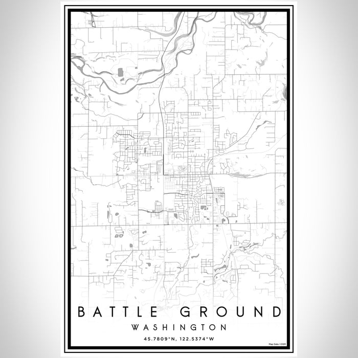 Battle Ground Washington Map Print Portrait Orientation in Classic Style With Shaded Background