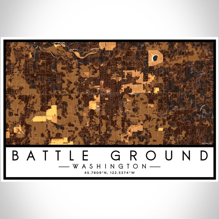 Battle Ground Washington Map Print Landscape Orientation in Ember Style With Shaded Background