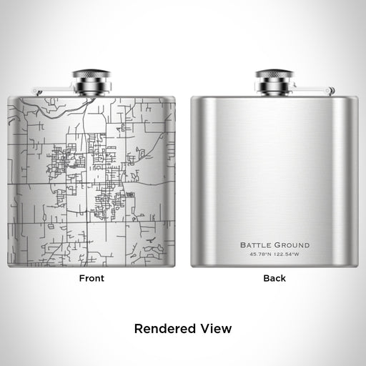 Rendered View of Battle Ground Washington Map Engraving on 6oz Stainless Steel Flask