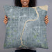 Person holding 22x22 Custom Bay City Michigan Map Throw Pillow in Afternoon