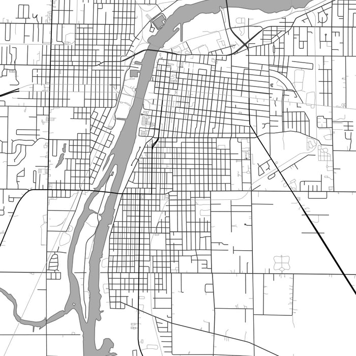 Bay City Michigan Map Print in Classic Style Zoomed In Close Up Showing Details