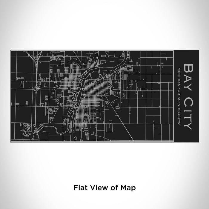 Rendered View of Bay City Michigan Map Engraving on 17oz Stainless Steel Insulated Cola Bottle in Black