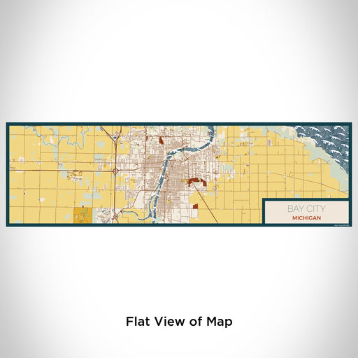 Flat View of Map Custom Bay City Michigan Map Enamel Mug in Woodblock