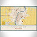 Bay City Michigan Map Print Landscape Orientation in Woodblock Style With Shaded Background