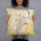 Person holding 18x18 Custom Bay City Michigan Map Throw Pillow in Woodblock