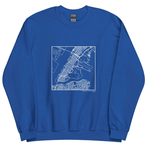 Bayonne New Jersey  Map Unisex Crewneck Sweater with City inscription in Royal Blue