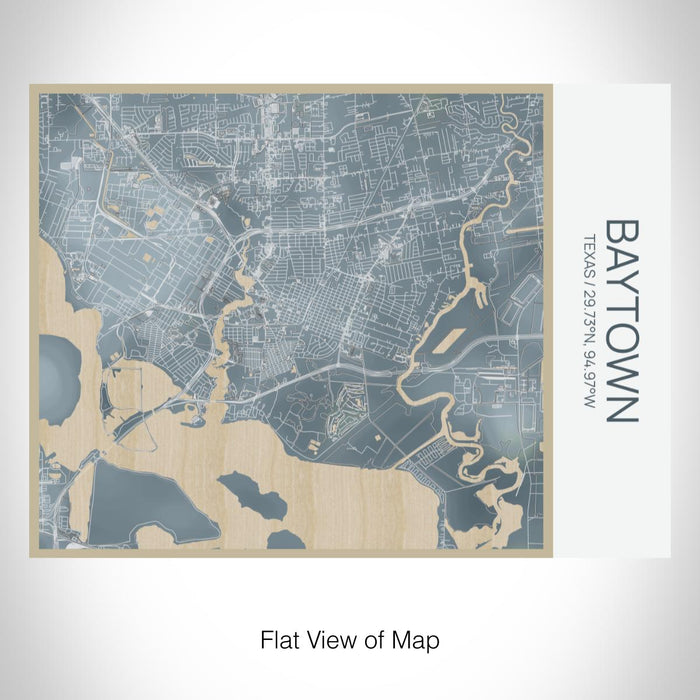 Rendered View of Baytown Texas Map on 20oz Stainless Steel Insulated Bottle with Bamboo Top with printed afternoon style map