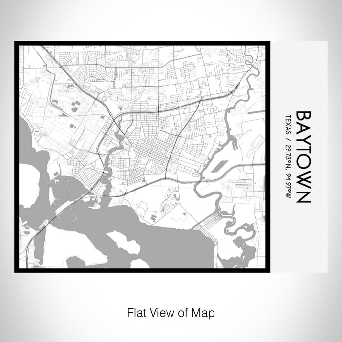 Rendered View of Baytown Texas Map on 20oz Stainless Steel Insulated Bottle with Bamboo Top with printed classic style map