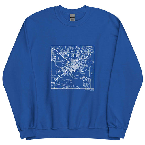Baytown Texas  Map Unisex Crewneck Sweater with City inscription in Royal Blue