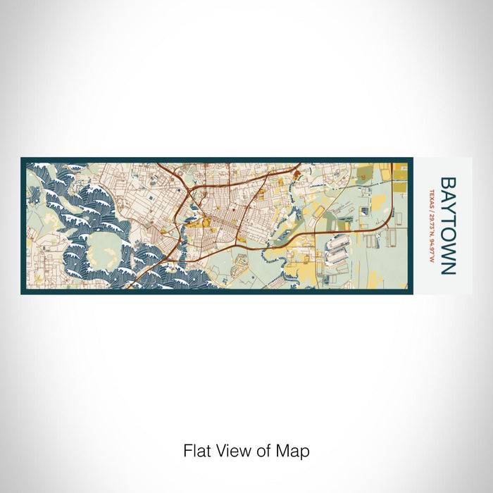 Rendered View of Baytown Texas Map on 10oz Stainless Steel Insulated Cup in Woodblock with Sliding Lid