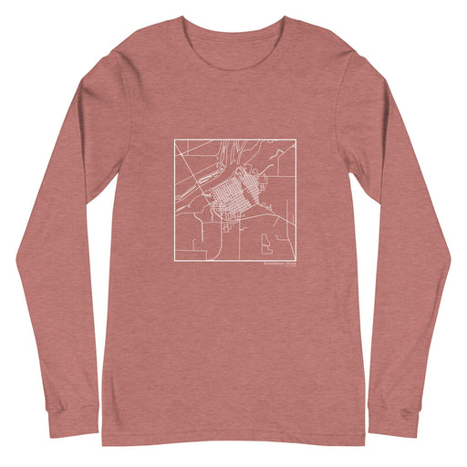 Beardstown Illinois  Map Unisex Long-Sleeve T-shirt with City inscription in Heather Mauve