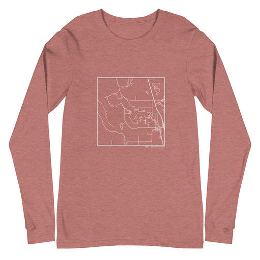 Bear Lake Wisconsin  Map Unisex Long-Sleeve T-shirt with City inscription in Heather Mauve