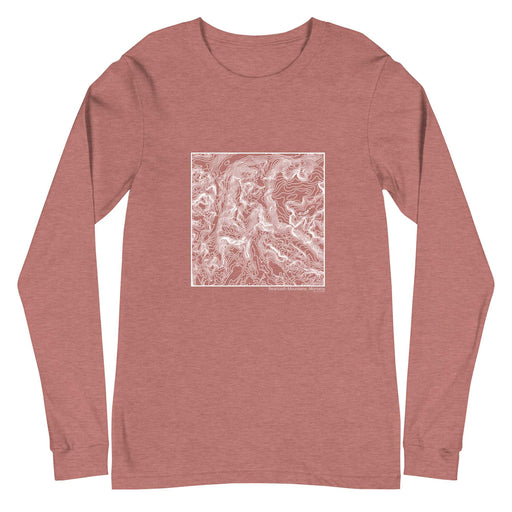Beartooth Mountains Montana Topographic  Map Unisex Long-Sleeve T-shirt with City inscription in Heather Mauve