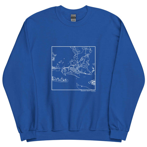 Beaufort North Carolina  Map Unisex Crewneck Sweater with City inscription in Royal Blue