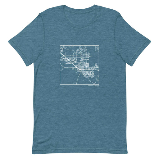Beaumont California  Map Unisex T-Shirt with City inscription in Heather Teal