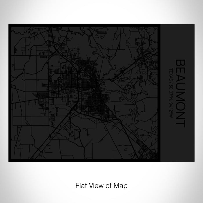 Rendered View of Beaumont Texas Map on 20oz Stainless Steel Insulated Bottle with Bamboo Top in Matte Black with printed Tactile Lines Map in Black